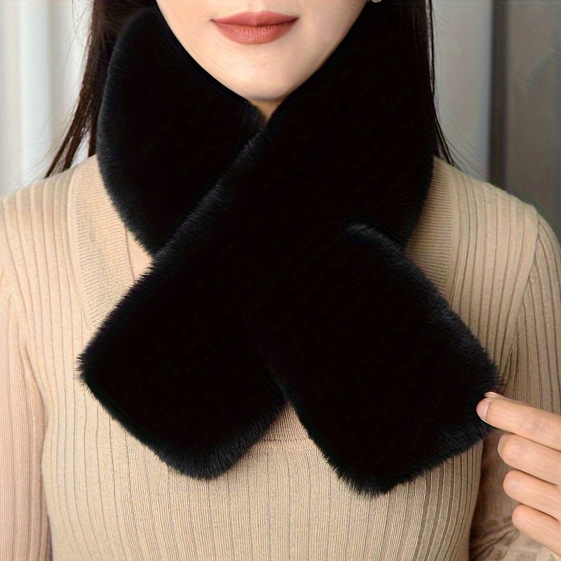 ユニセックス冬フェイクファー暖かいスカーフ、ファッショナブルで多用途な厚みのあるぬいぐるみソフトフラットクロススカーフ