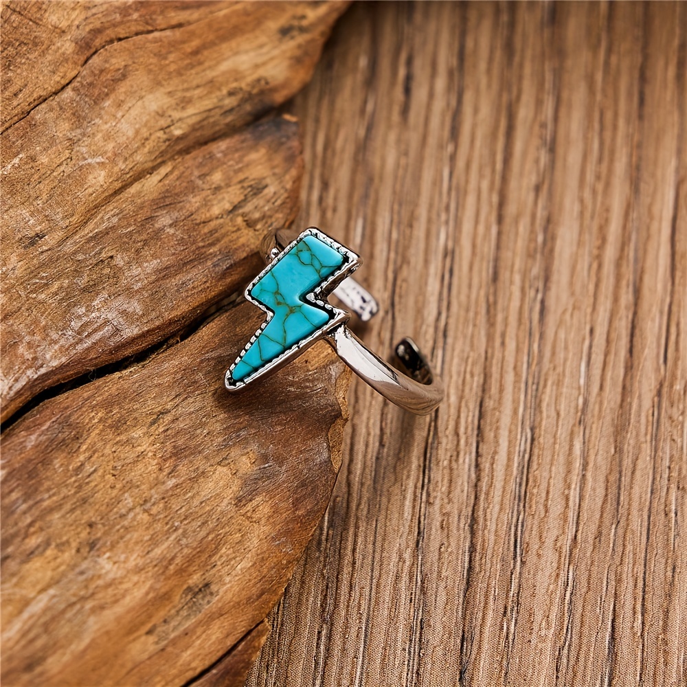 Men's Gothic Retro Lightning Gemstone Ring Adjustable Holiday Jewelry
