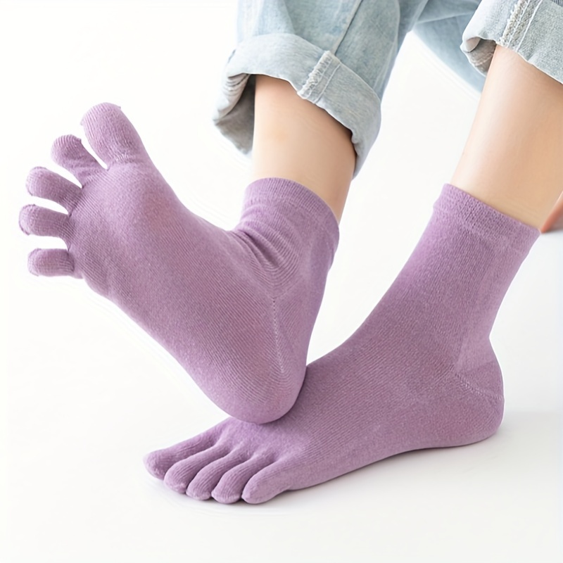 Simple Solid Five Fingers Socks Comfy Soft Toe Socks Women's - Temu