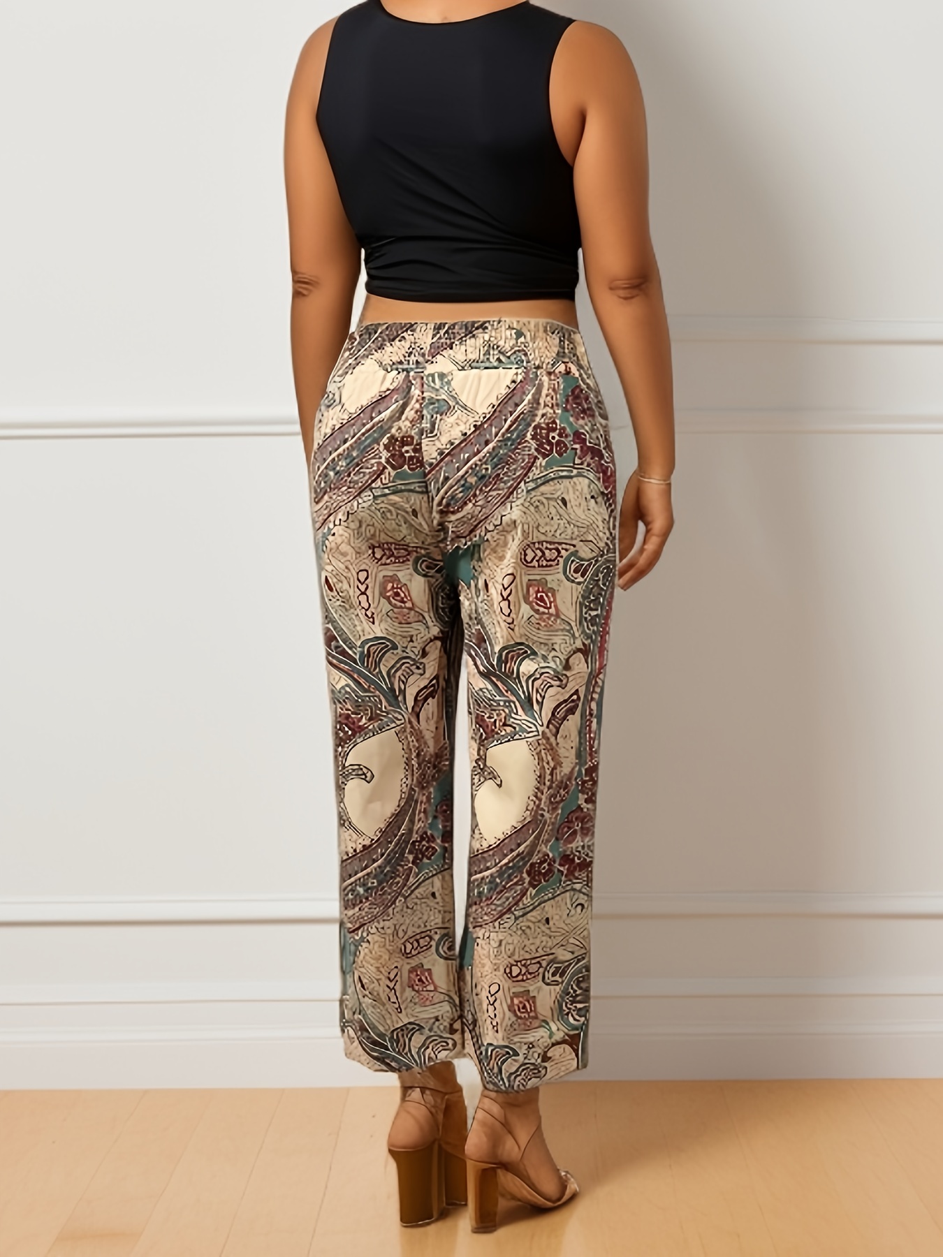 Paisley Print Wide Leg Trousers