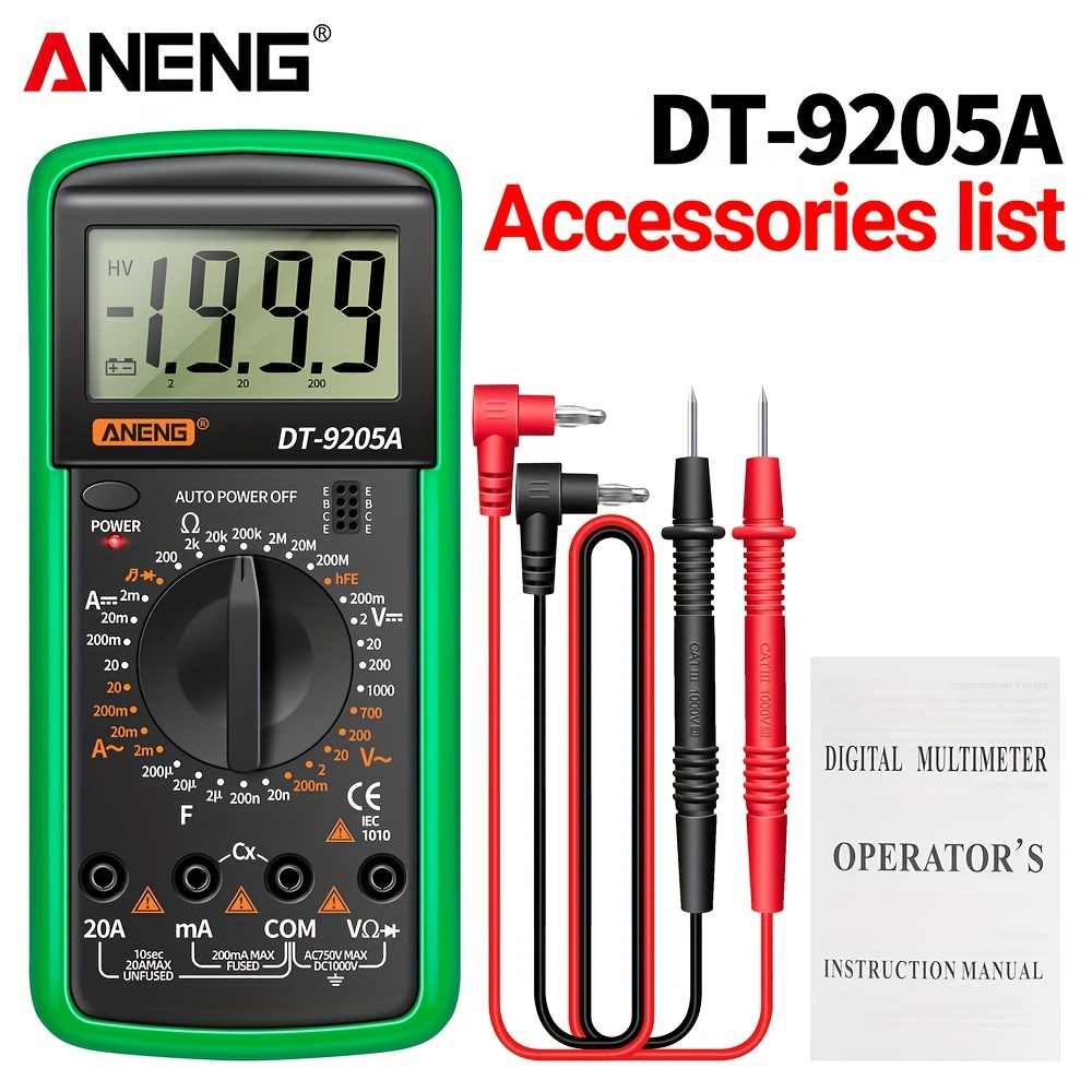 ANENG DT9205A Digital Multimeter AC/DC Voltage Current Resistance  Capacitance Diode Triode Tester