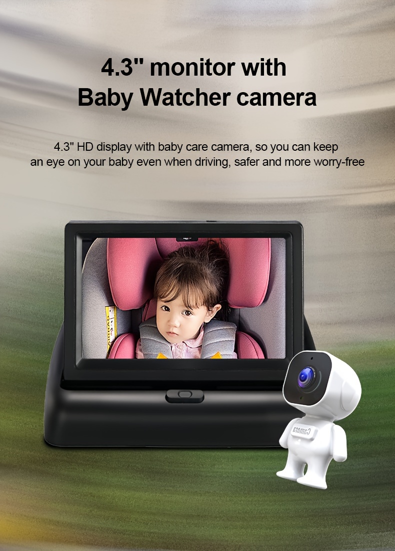 rear facing car seat camera monitor 4   display wide angle night vision in car safety surveillance for toddlers with 720p video abs material   14 details 3