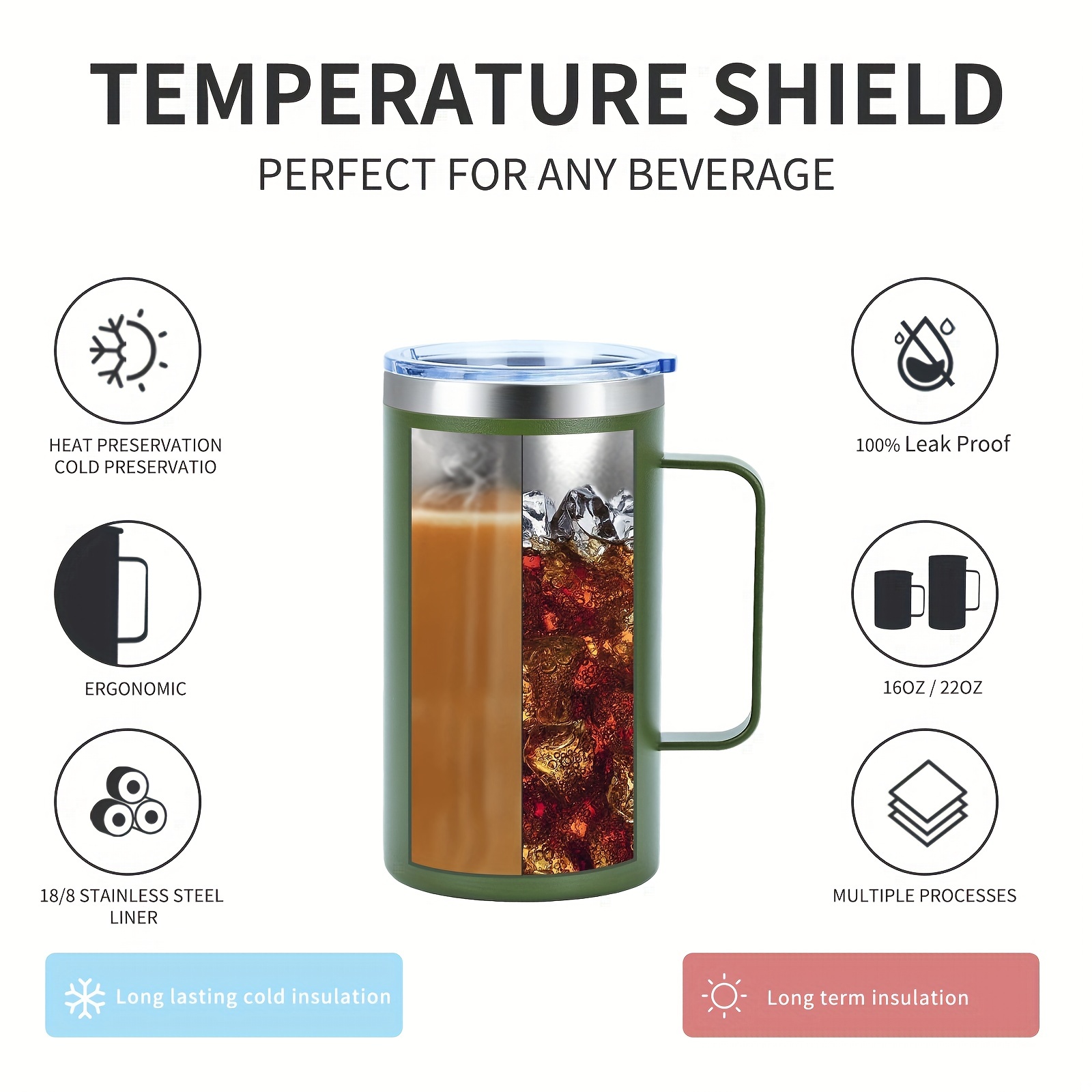 Double Wall Stainless Steel Coffee Mug With Lid - Vacuum Insulated Camping  Tumbler For Outdoor Coffee And Tea - Keep Your Beverages Hot Or Cold All  Day Long - Temu