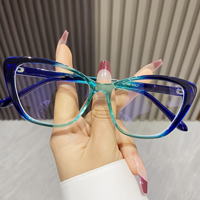 

Cat Eye Color Block Frame Clear Lens Glasses Decorative Computer Glasses Fashion Spectacles For Women