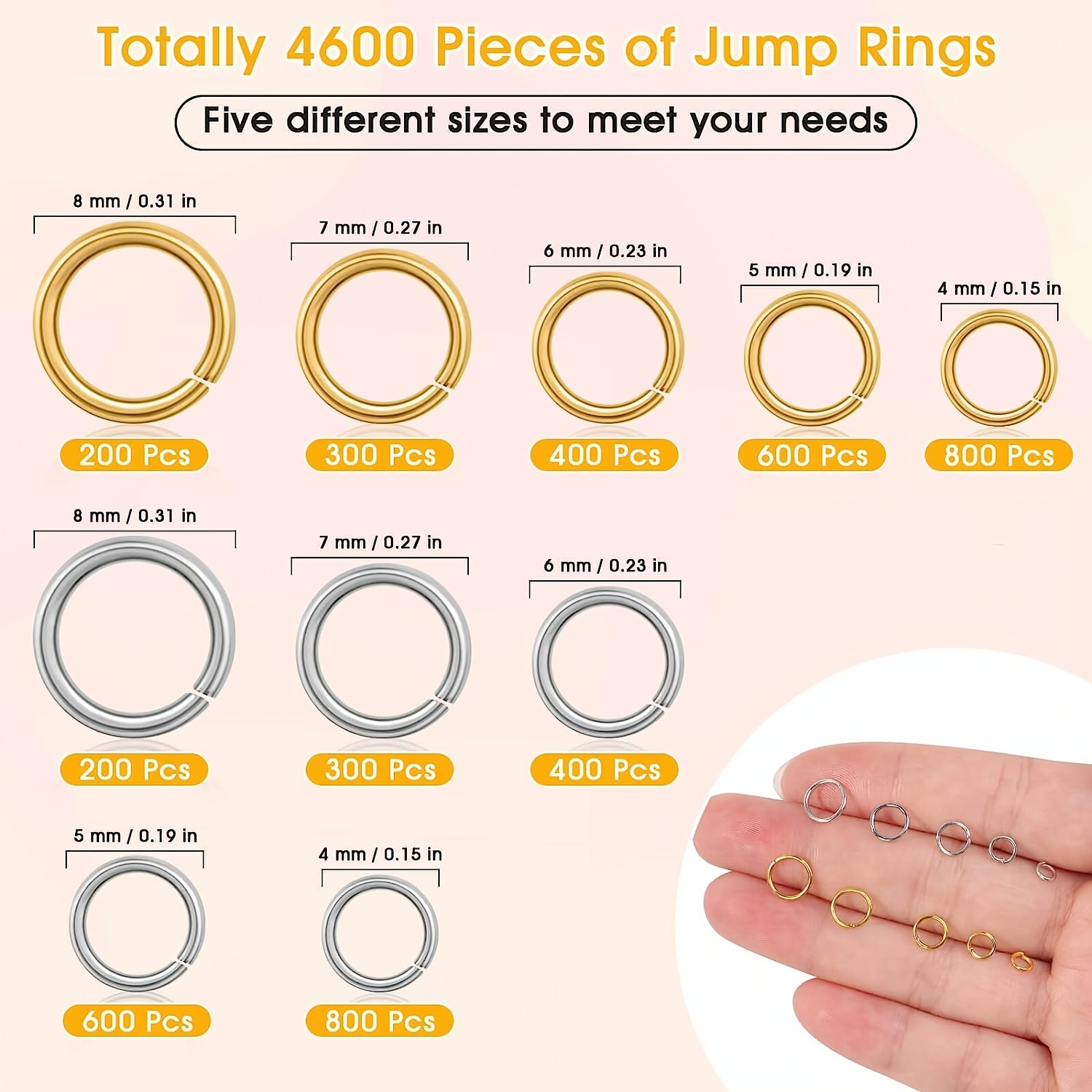50pcs 8x2mm Gold/Silver Color Alloy Closed Jump Rings Metal Circle Hoops  Connectors For Jewelry Making DIY Accessories Supplies