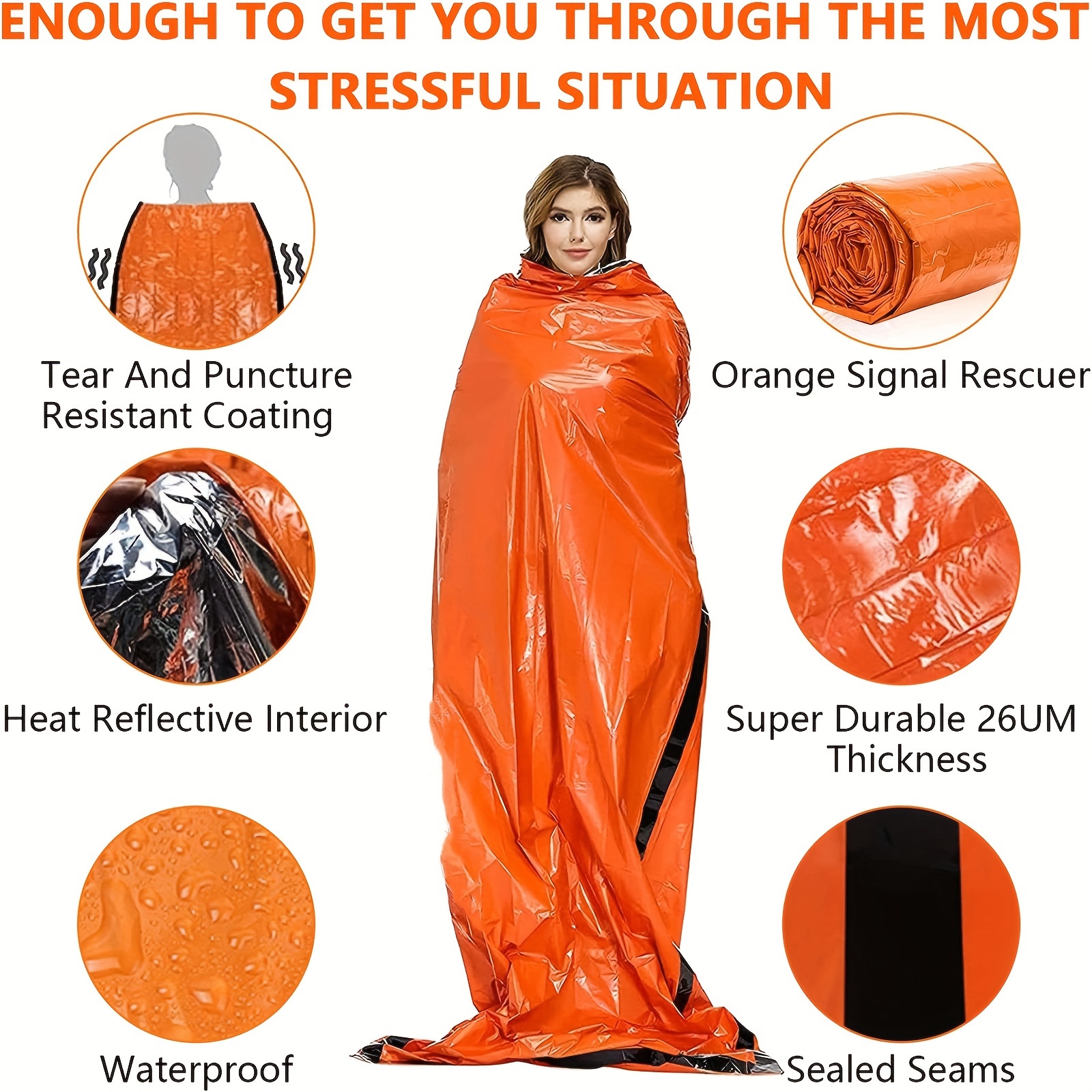 Emergency Portable Sleeping Bag Reflective Bivy Sack Mylar Thermal