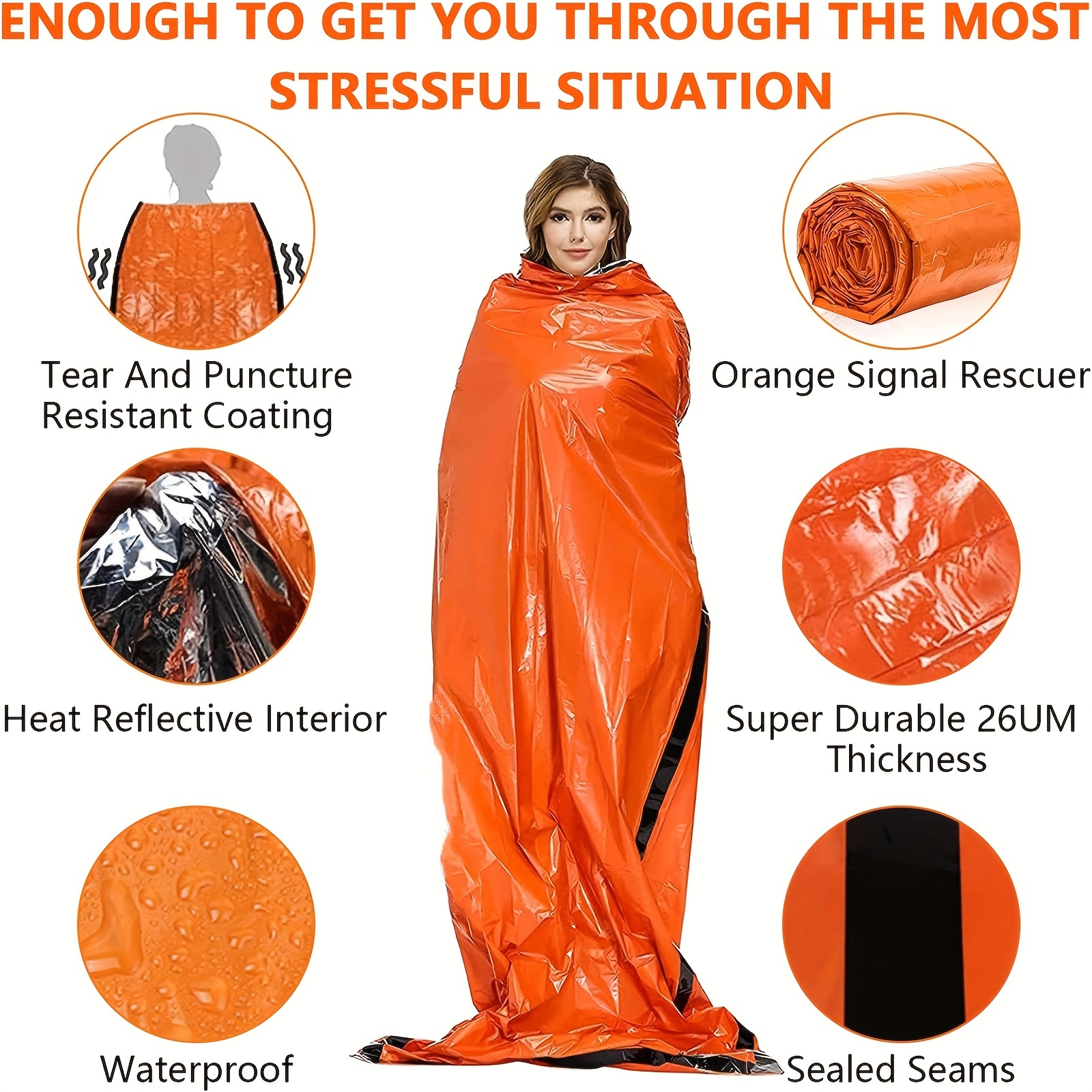 2pcs Emergency Sleeping Bag Set For Camping Hiking Outdoor Activities