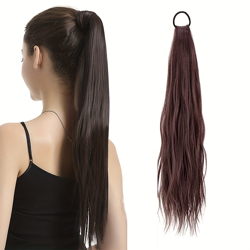 

20inch Ponytail With Elastic Hair Rope Long Straight Ponytail Extensions Synthetic Hair Extensions Elegant For Daily Use