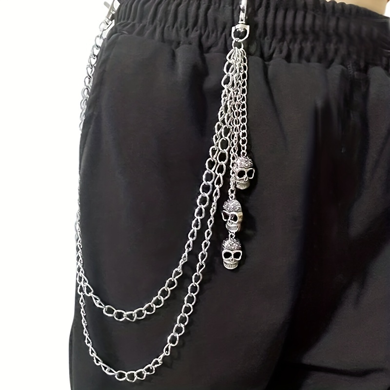 3 piezas de cartera con bolsillo de cadena, llavero, cinturón de metal para  jeans, cadena para pantalones, cadena con cierres de langosta y llavero