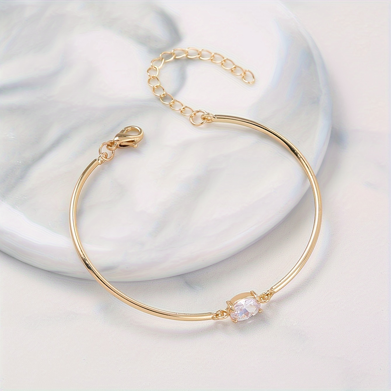 Copper Oval Zirconia Bracelet Classic Style