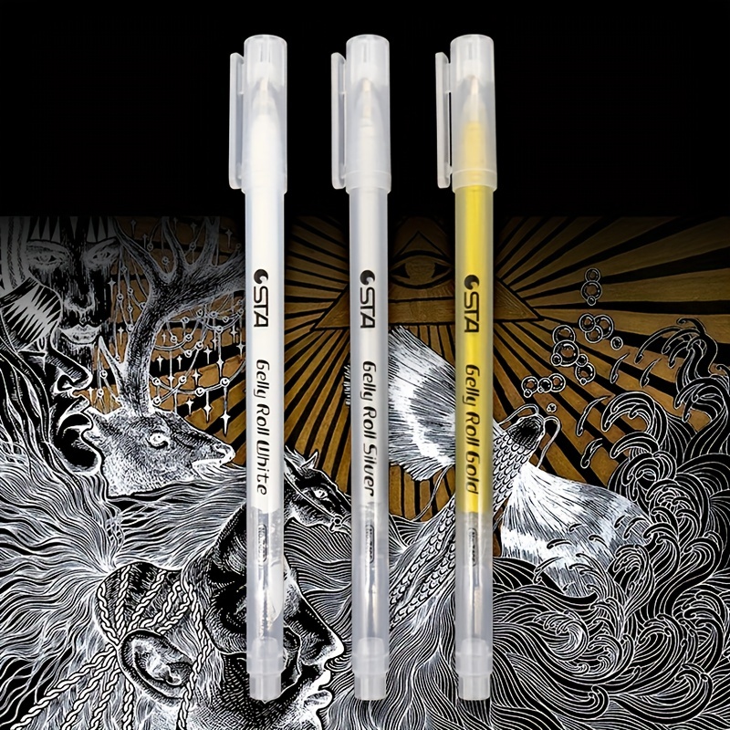 1Pcs White Gel Pen Set 1mm Fine Tip Sketching Pens for Artists