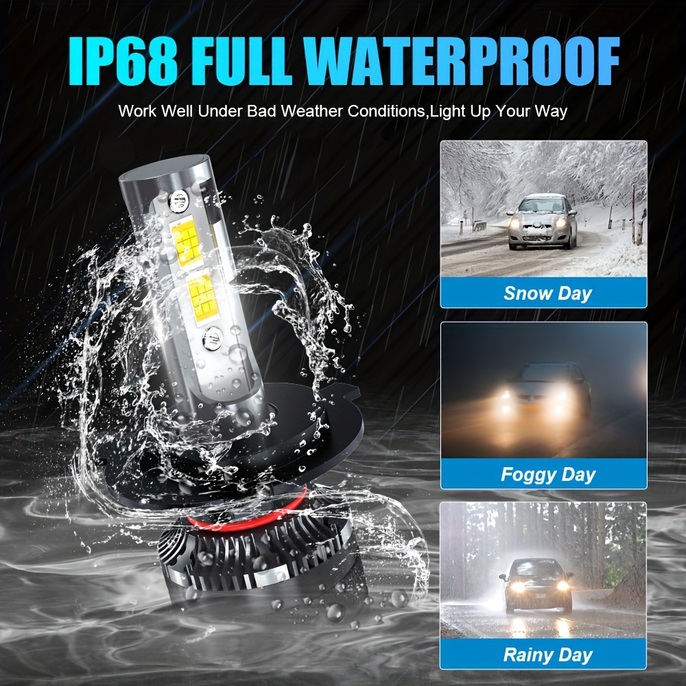 H4 9003 Led Car Headlight Bulbs 6000k Cool White 600% - Temu