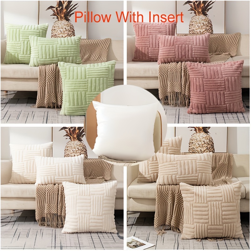 Jacquard Throw Pillows for Couch, 18x18 Pillow Inserts Included, Rustic  Cushion Covers With Stuffing Polyester Fiber Set of 2 Square Pillows 