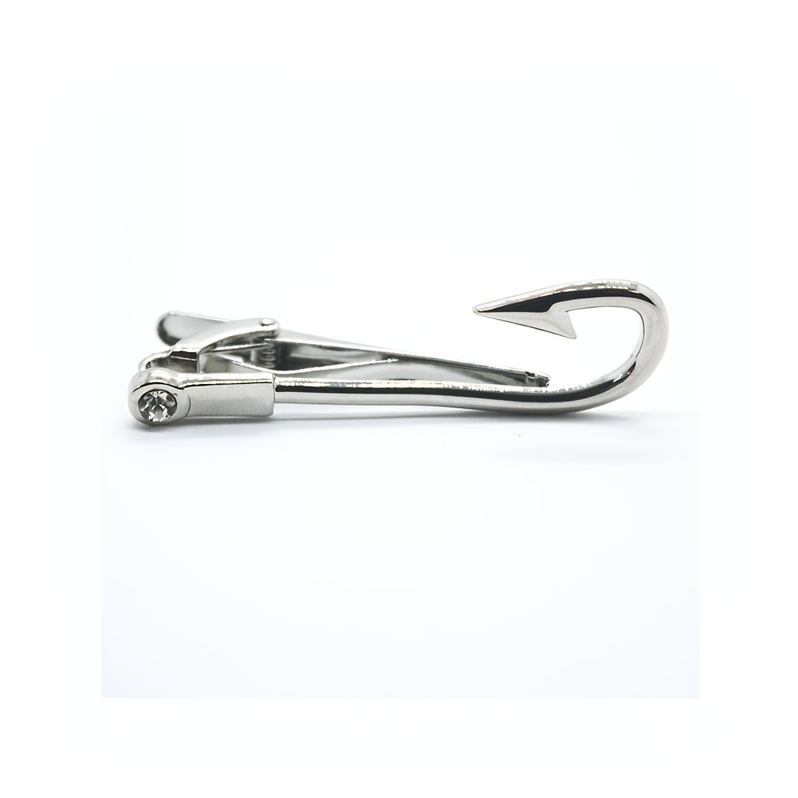 Silvery Fish Hook Shaped Tie Clip Hunter Tie Clip Men's Business Tie Pins,Money Clip for Men,Temu
