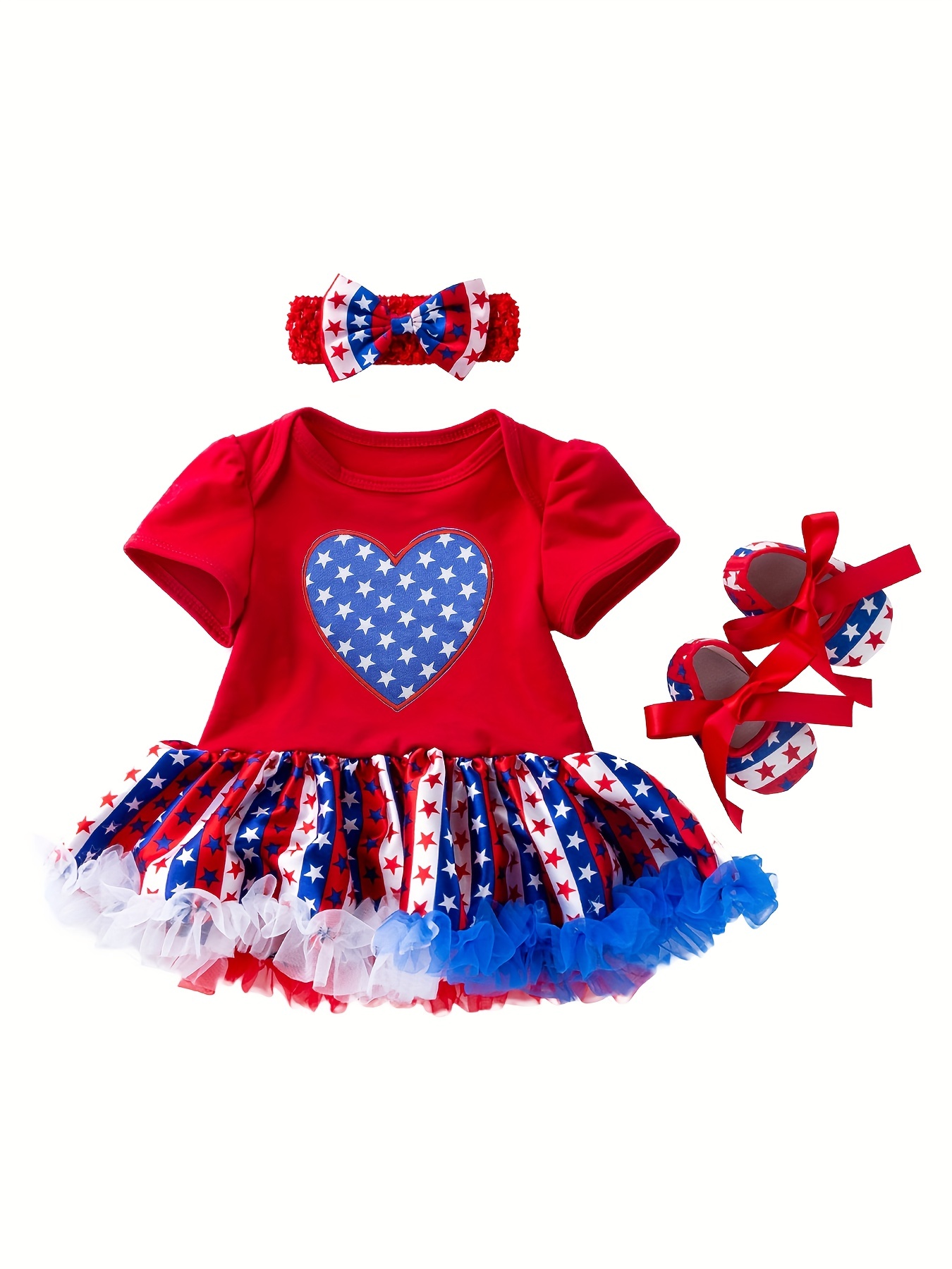 Baby Girls Cute First 4th July Short Sleeve Onesie Dress Temu Canada