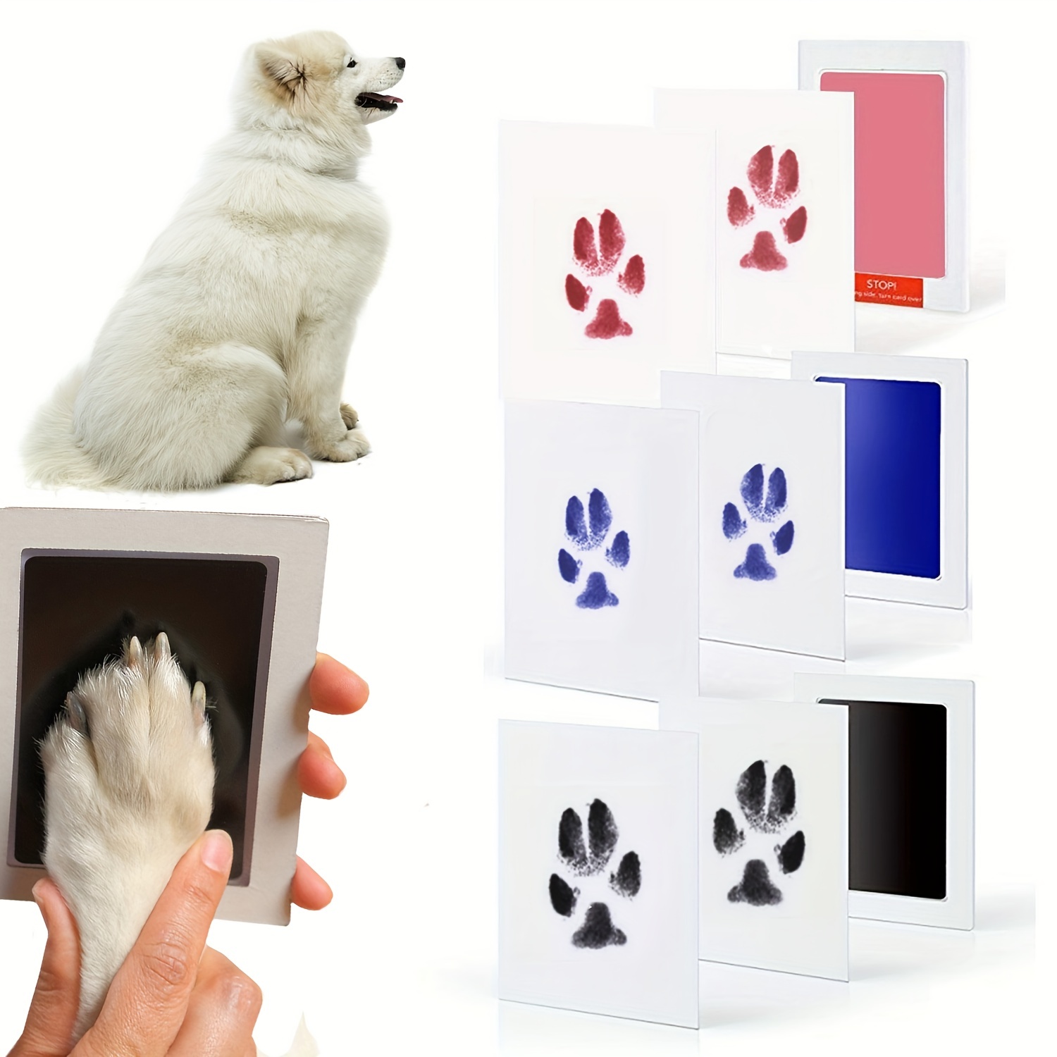 Kit d'empreintes de pattes de chien - Cadre photo commémoratif en forme d'os  de chien - Kit de moule à empreintes de pattes de chien sans encre - Sans  encre - Cadeau