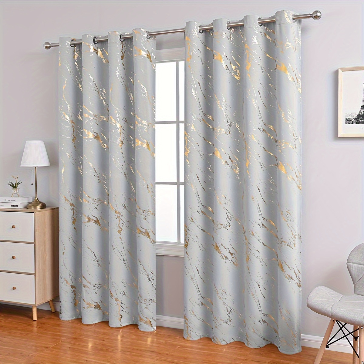 2pcs   marble print curtain for bedroom living room blackout sunscreen curtain home decor details 7