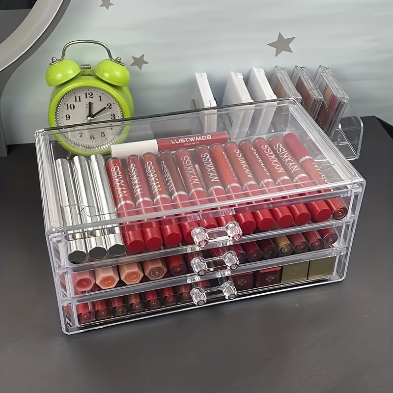 

Drawer Type Cosmetic Storage Box Dustproof Tabletop Transparent Lip Gloss Lipstick Storage Rack Makeup Organizer