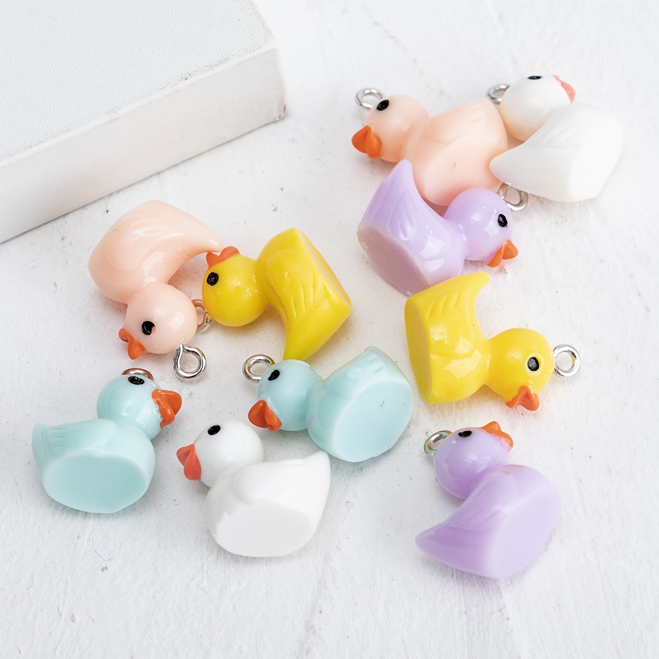 10pcs Duck Resin Earring Charms for DIY