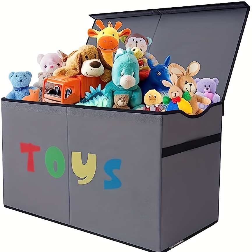 Toy To Enjoy Caja de juguetes para niños, almacenamiento grande de animales  de peluche, contenedor plegable para juguetes, caja de juguetes de tela