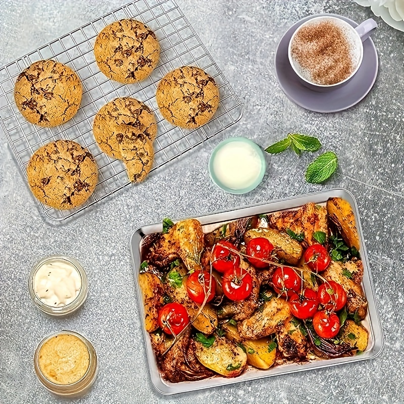 Baking Sheet Cookie Sheet For Oven Stainless Steel Small Baking Pan Cake  Toaster Roasting Metal Rectangle Trays, Oven And Dishwasher Safe - Temu  United Arab Emirates