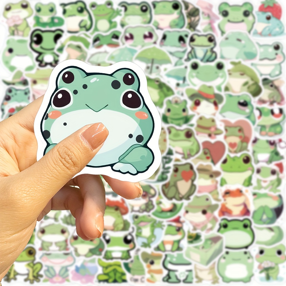 100PCS Kawaii Frog Stickers Cartoon Animal Cute Frogs Graffiti Stuff  Sticker Decors For Bedroom Livingroom Walls Phone Case Skateboard Notebook  Waterp