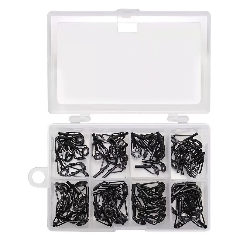 Goture 40Pcs/Box Fishing Rod Guide Ring for Top Tip Repair Kit Set  Stainless Steel Frames