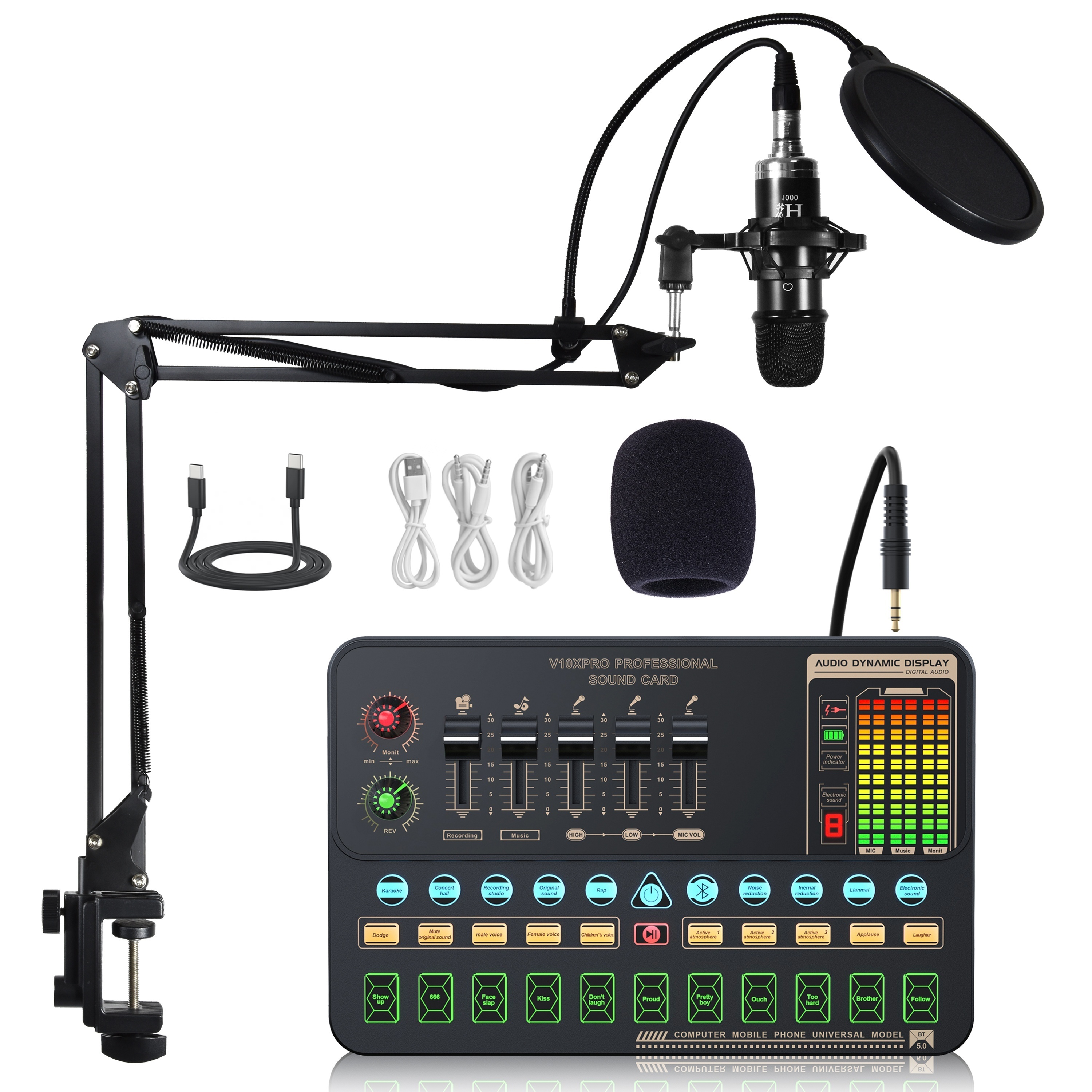 Zona Gadget. Microfono De Condensador Kit Completo Con Consola Podcast