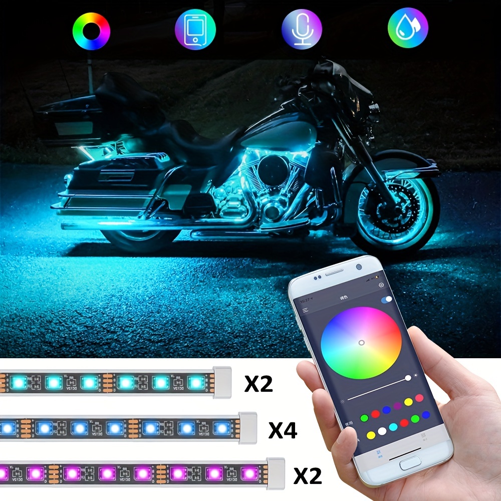 Waterproof 12V 30-120cm Motorcycle Underglow Lights LED Strip Colorful LED  Light