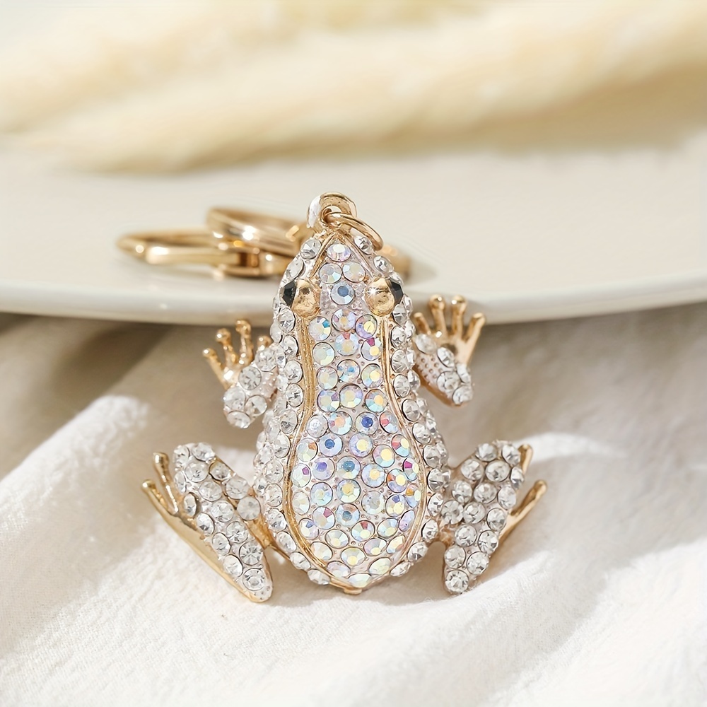 

1pc Frog Pendant Inlaid Artificial Diamond Ornament Animal Cute Keychain