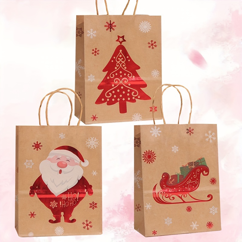 8 Bolsas Regalo Navidad 8 Diseños Bolsas Papel Kraft - Temu