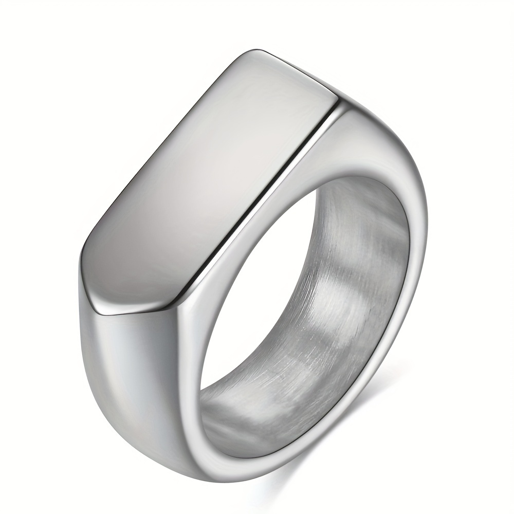 Mens titanium signet on sale ring