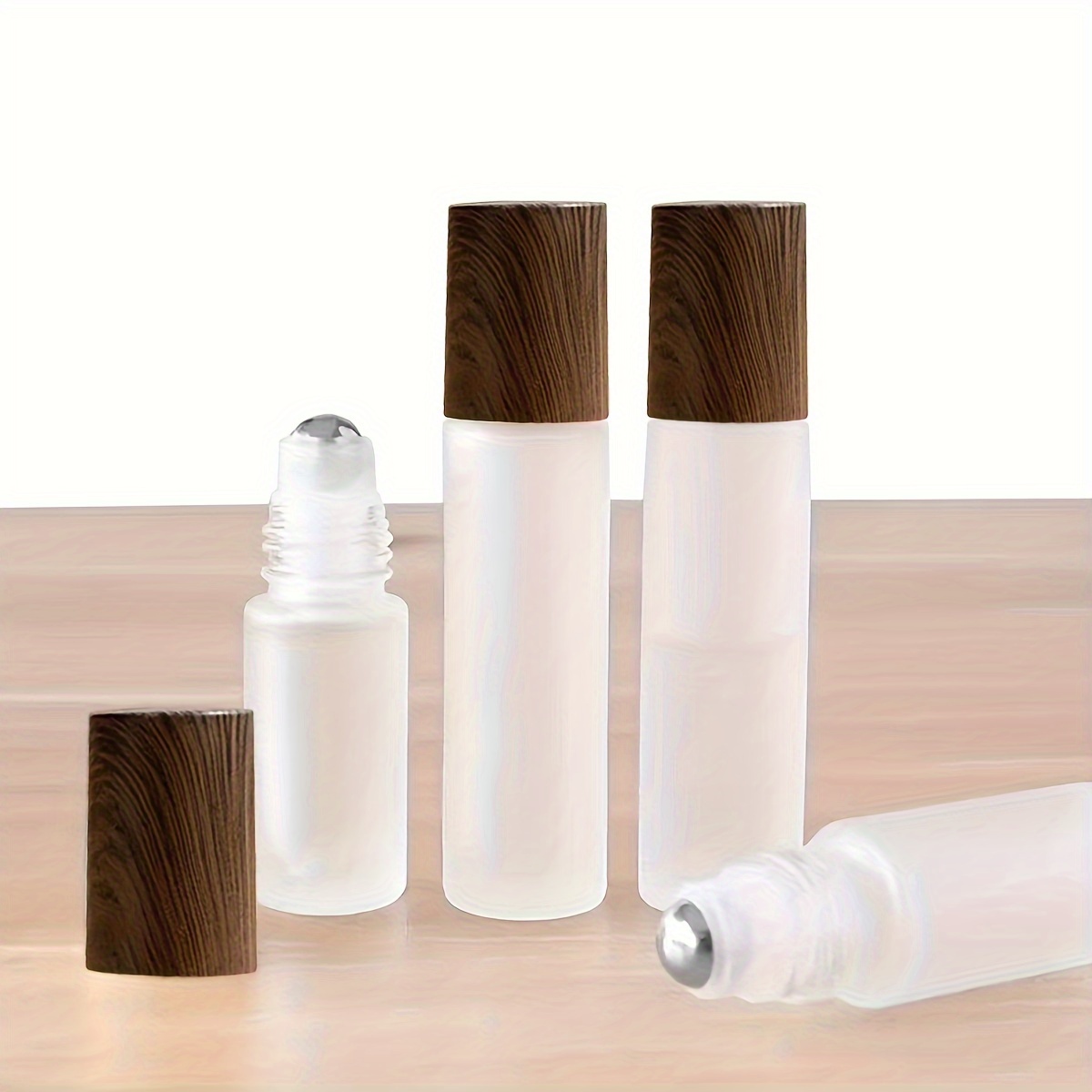 Frosted Glass Roller Bottle Wood Grain Pattern Essential Oil - Temu