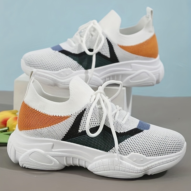Women Colorblock Lace-up Front Sports Shoes Fashion Multicolor Running  Shoes