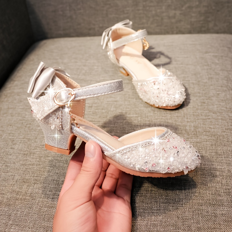 Girls Rhinestones Decor Sandals Princess Shoes Dress Shoes - Temu