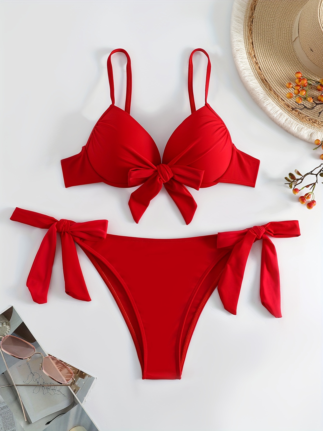 Red tie up bikini online