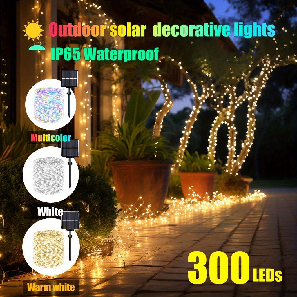 198 Led Star Waterfall Lights Solar Outdoor Camping Light 8 - Temu