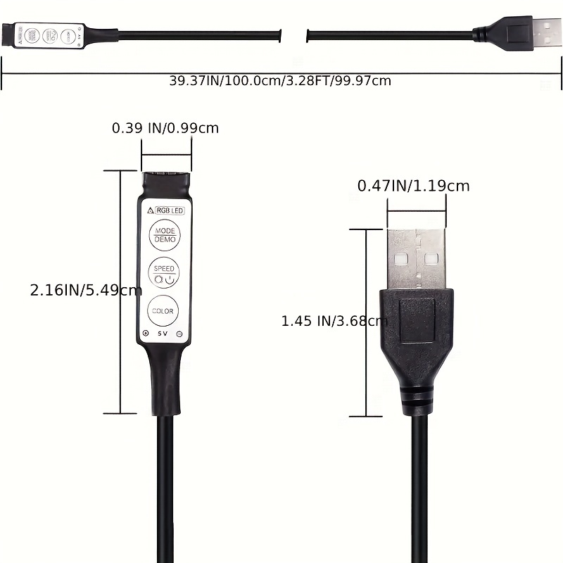 USB Led Strip Lights,Waterproof DC 5V SMD 3528 16.4ft(5m) 300 Leds 60leds/m  Warm White Led Strips with USB Cable,TV Desktop Laptop Backlight,Kitchen