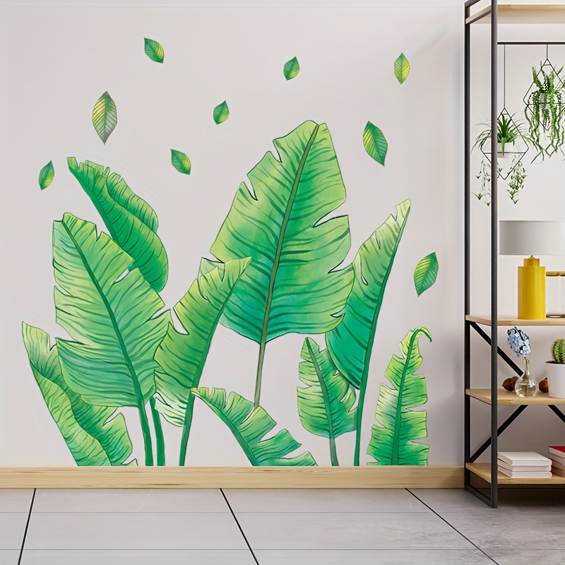 Stickers Muraux Plante Tropical Autocollant Mural Feuille de Palmier Verts  D¿¿coration Murale Salon Chambre Bureau
