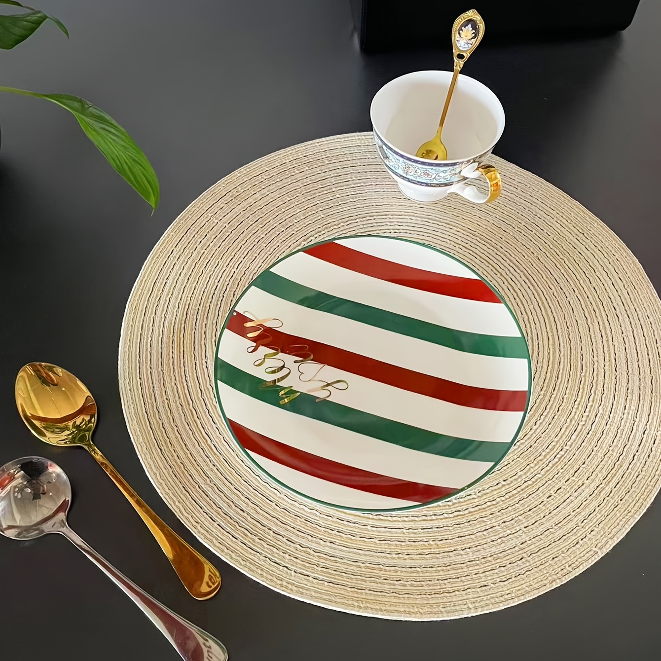 Round Woven Placemat Kitchen Table Mat Dining Table Decor