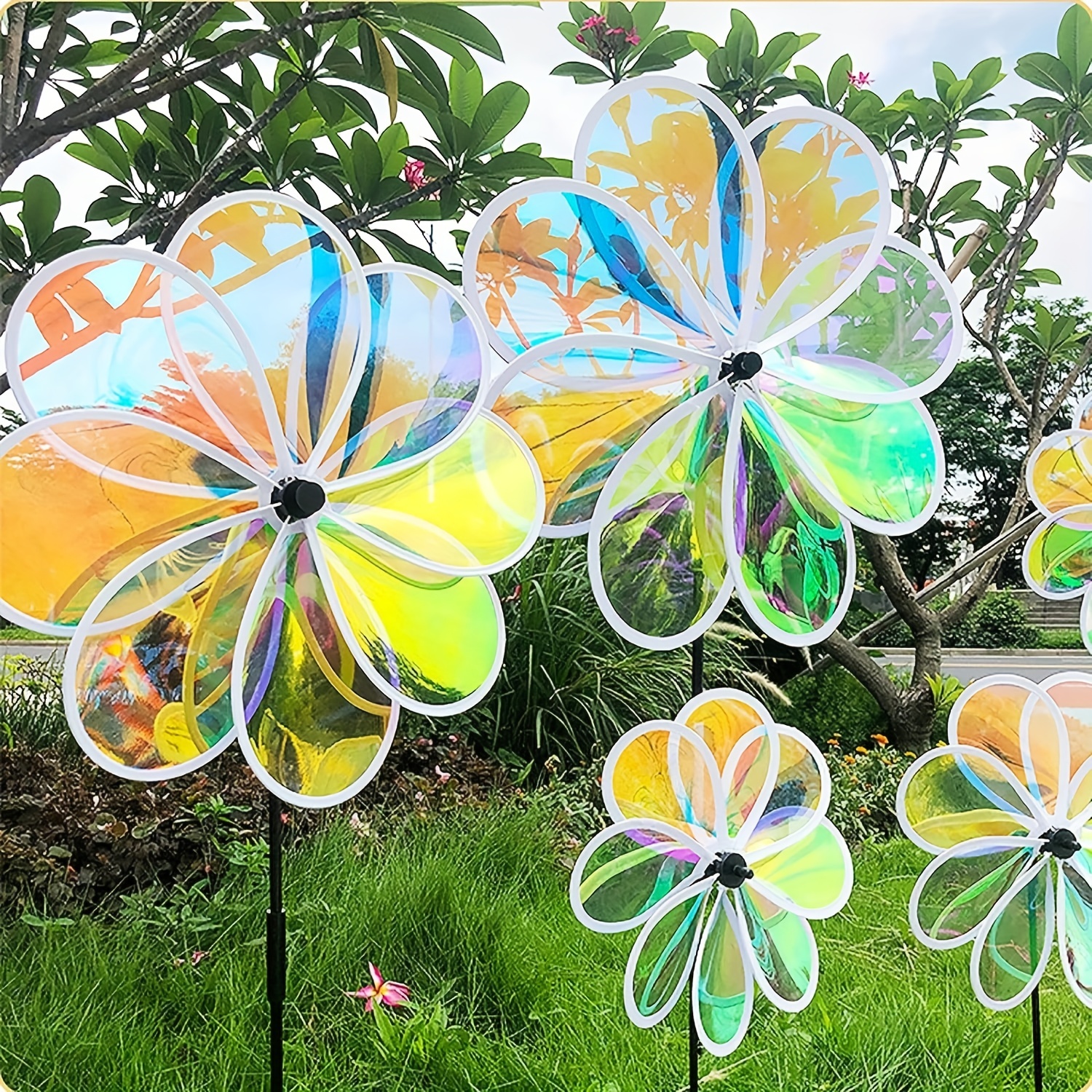 Jouet de moulin à vent coloré à 8 feuilles, ornement de décoration