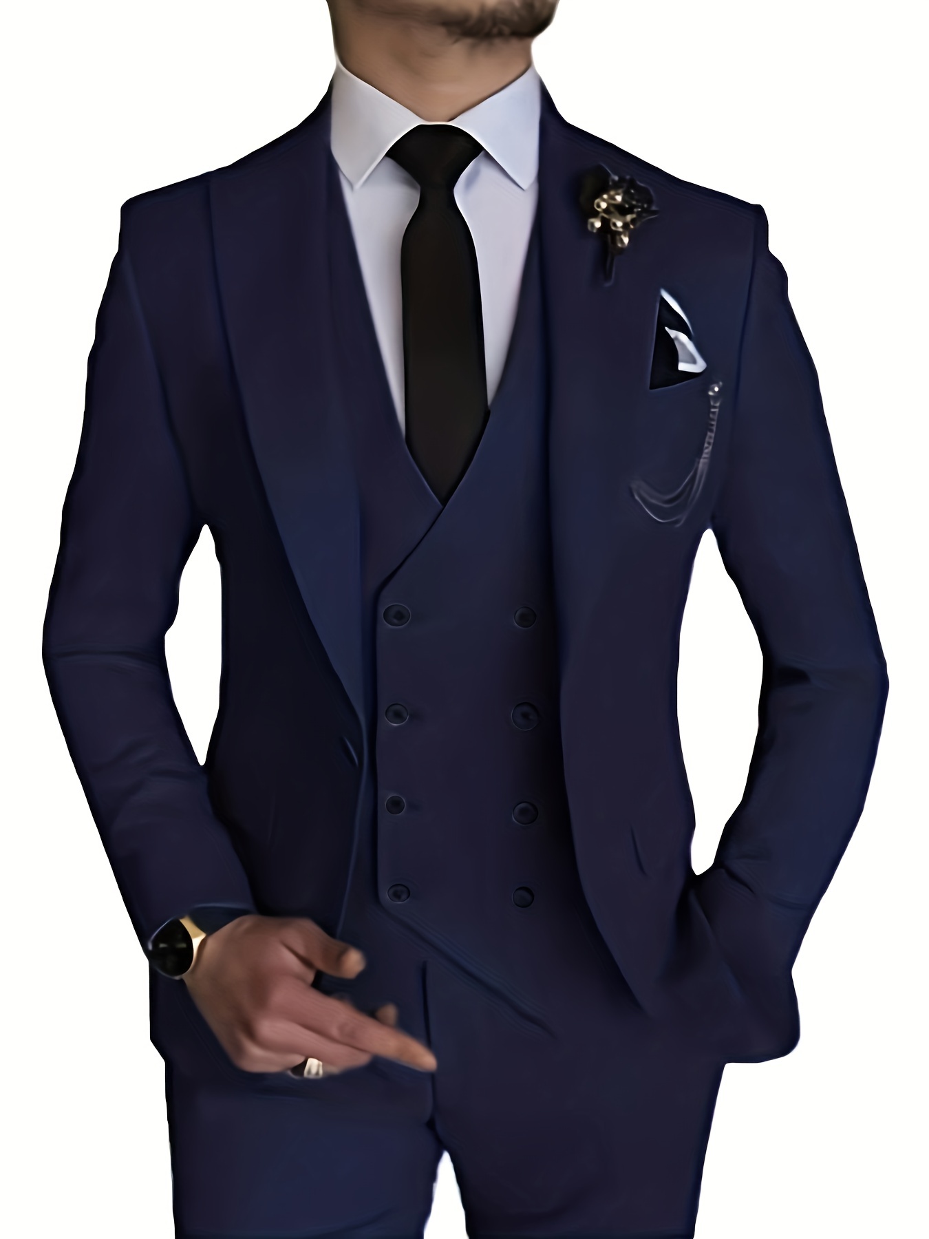 Men's 3 Piece Slim Fit Suit Set One Button Jacket Vest Pants Set Groom  Wedding Blazer Suit Formal Business Suit Party Suit at  Men's  Clothing store