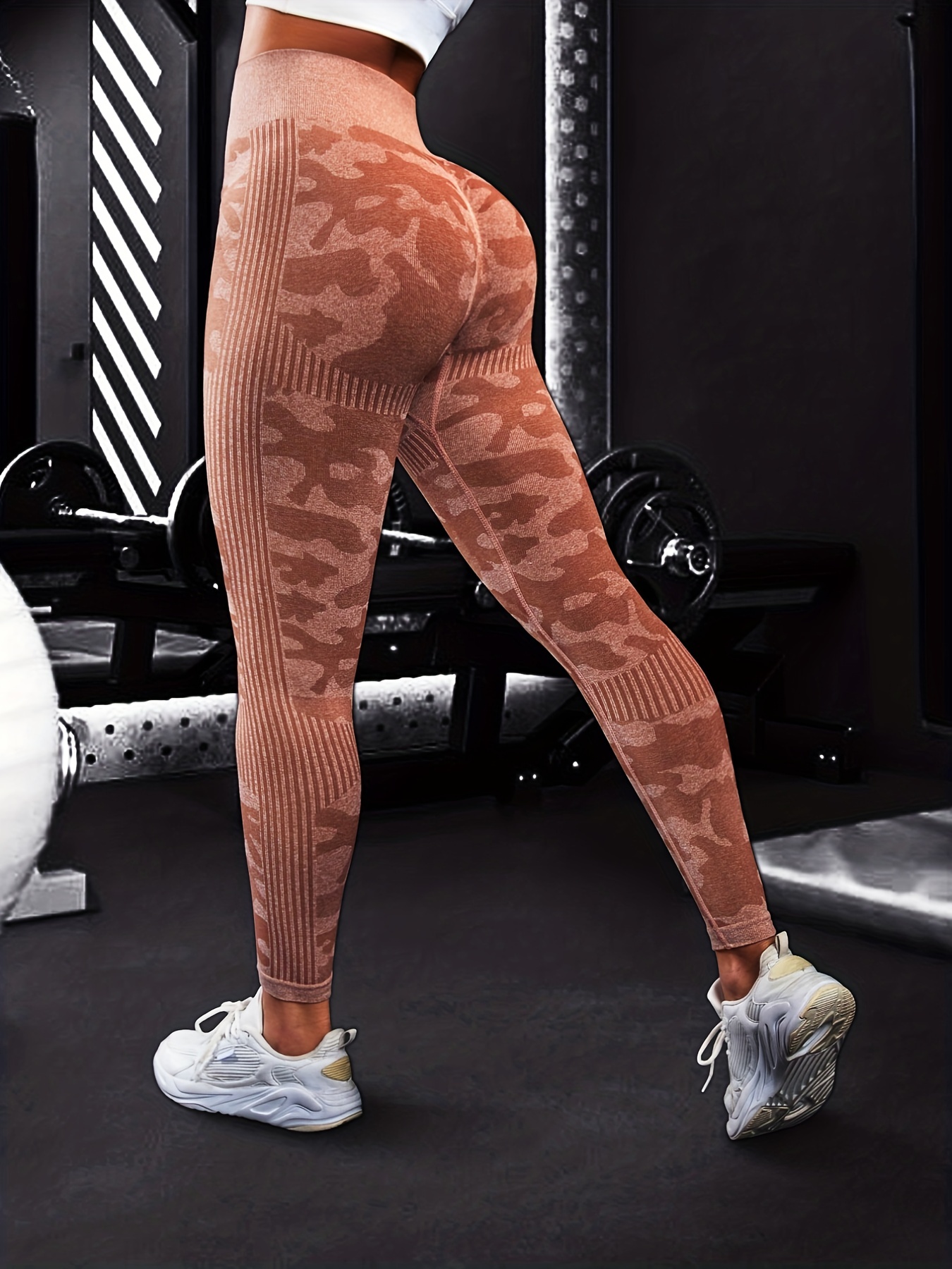 Seamless Striped Yoga Leggings Butt lifting Stretchy - Temu