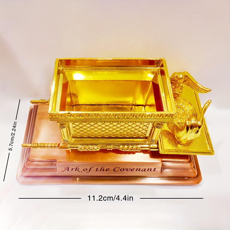 1pc Figurine Ark Of The Covenant Golden Plated Copper Stand Jerusalem  Replica Statue Jewish Testimony Judaica Decoration Gift