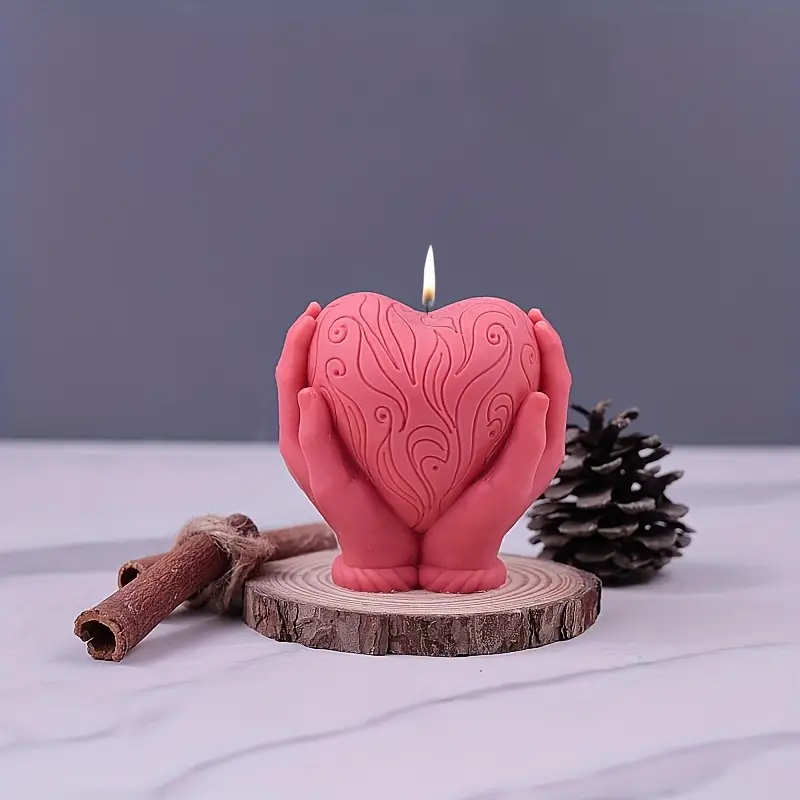 Valentine's Day Hands Holding Heart Silicone Candle Mold - Temu