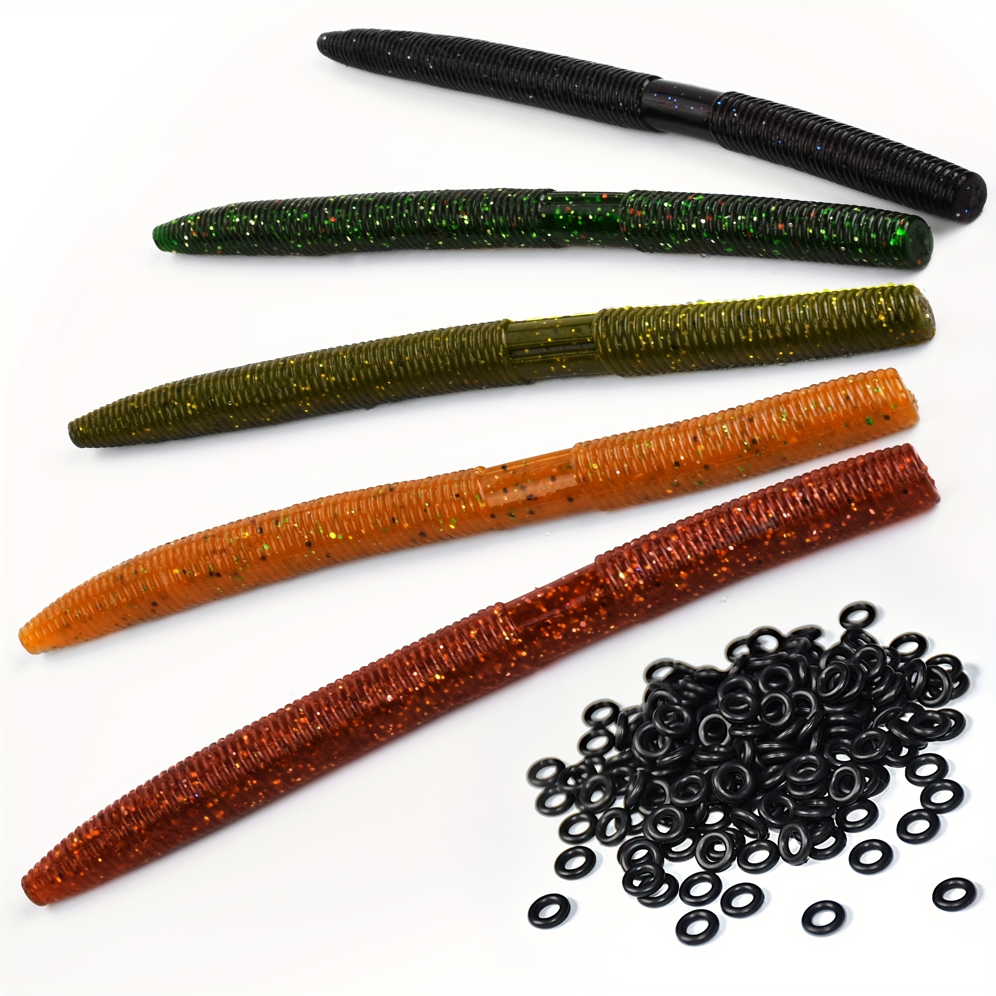 20pcs 100pcs Premium Slow-Sinking Soft Plastic Worm with Worm Rings -  Perfect for Catching More Fish!