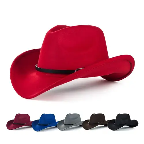 Classic Wide Brim Western Felt Cowboy Hat For Women - Temu