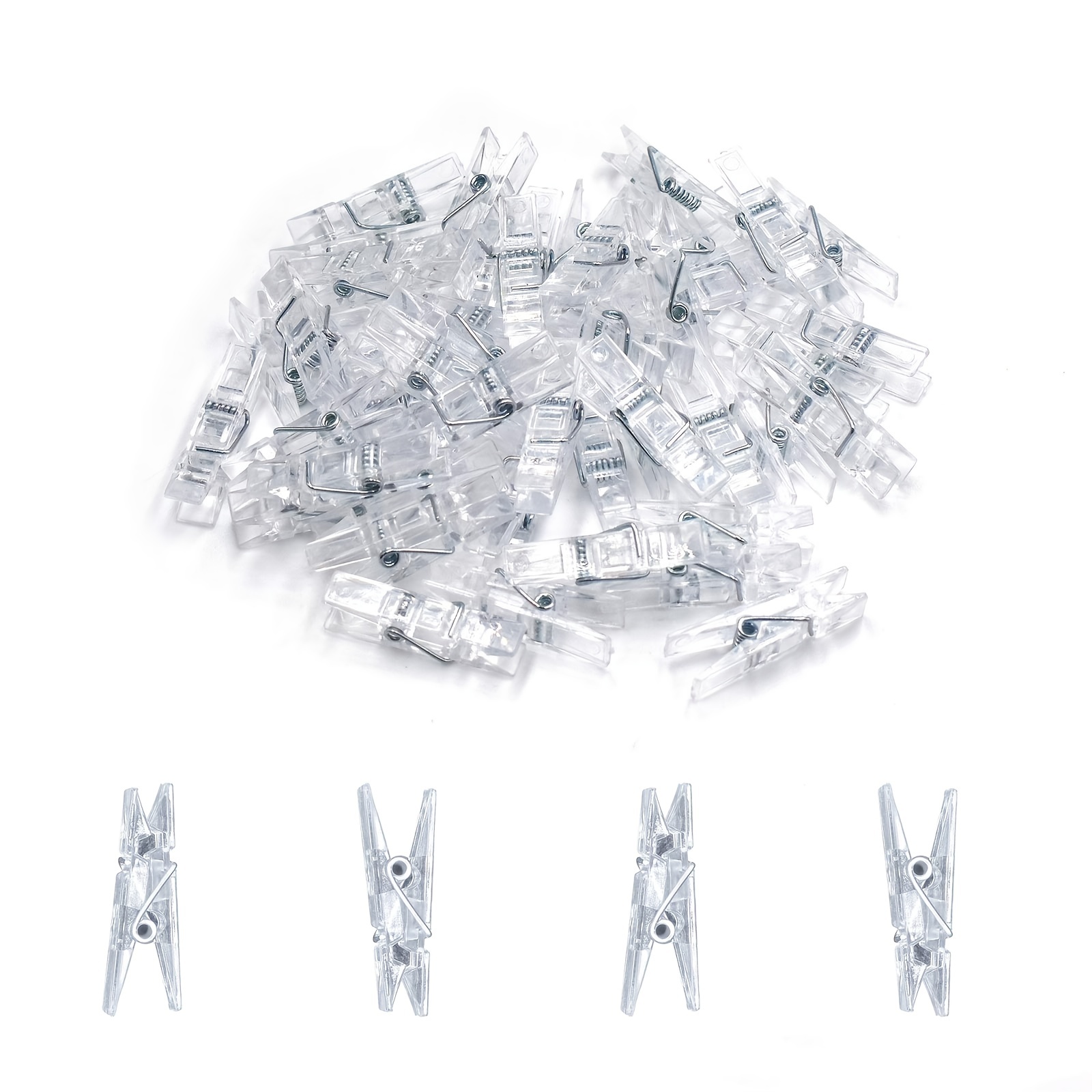 100pcs Mini Pegs For Photos Tiny Photo Clips, Clear Plastic Clothes Pegs,  Plastic Photo Paper Clip, Small Clothespins For Pictures Decorative Pegs For