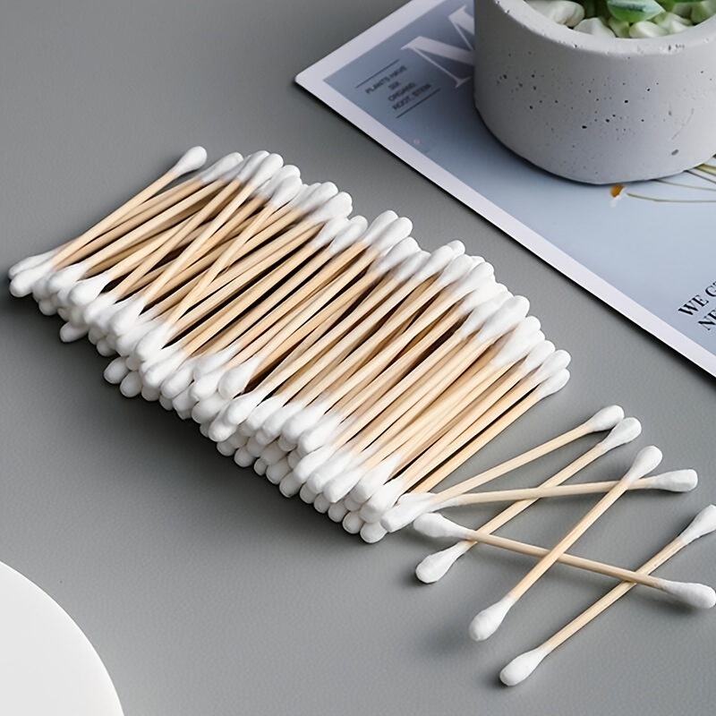 100pcs Sanitary Cotton Swabs Double Ended Wooden Sticks