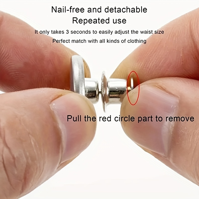 Detachable Adjustable Metal Button Pins For Jeans Pants - Temu